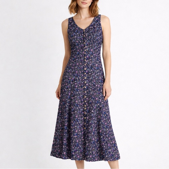 Dby Ltd Dresses & Skirts - Vintage DBY Ltd Floral Maxi Dress Cottagecore Button Front Rayon Size 5/XS